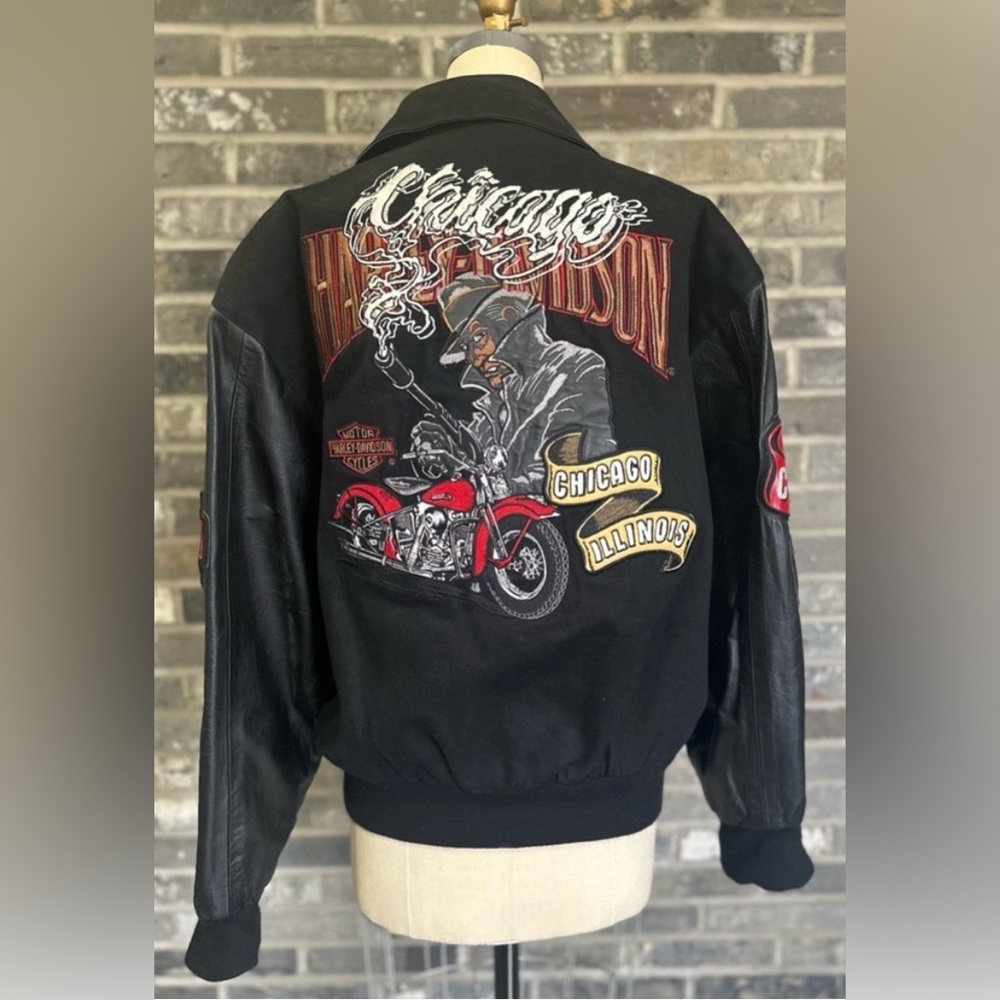 Vintage Jeff Hamilton Harley Davidson Chicago Leather Bomber Jacket Rare USA